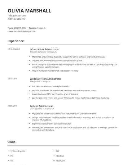 Infrastructure Administrator Resume