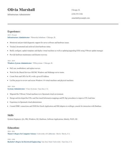 Infrastructure Administrator Resume