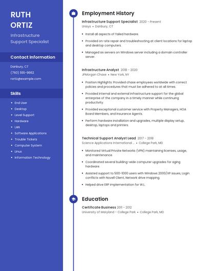 Infrastructure Support Specialist Resume