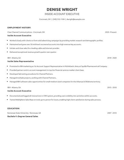 Inside Account Executive Resume