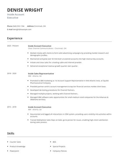 Inside Account Executive Resume