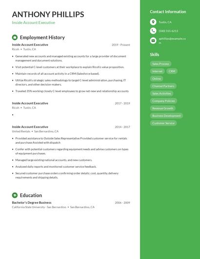 Inside Account Executive Resume