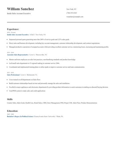 Inside Sales Account Executive Resume