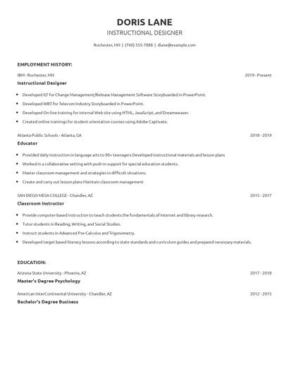 Instructional Designer Resume