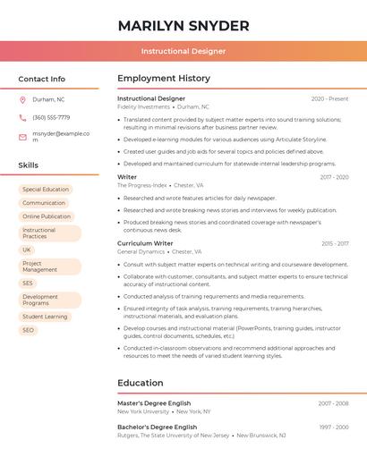 Instructional Designer Resume