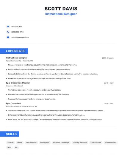 Instructional Designer Resume