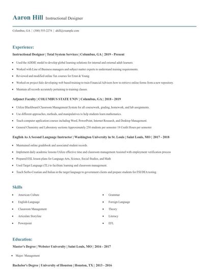Instructional Designer Resume