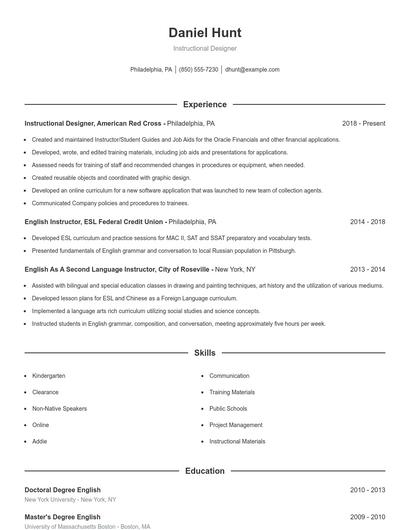 Instructional Designer Resume