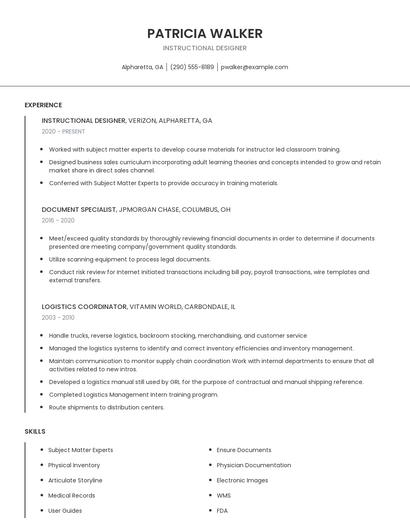 Instructional Designer Resume