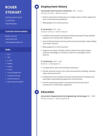 Instrument And Controls Technician Resume