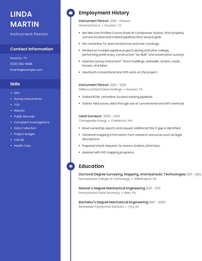 Instrument Person Resume