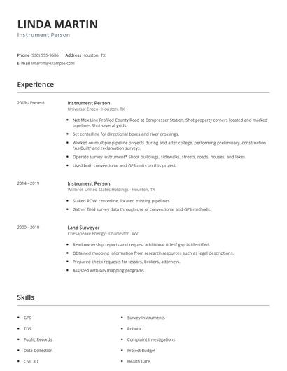 Instrument Person Resume