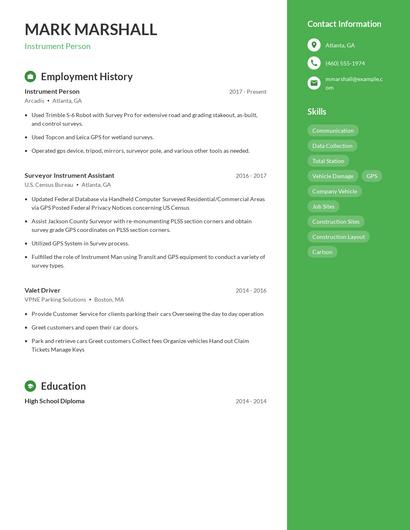 Instrument Person Resume