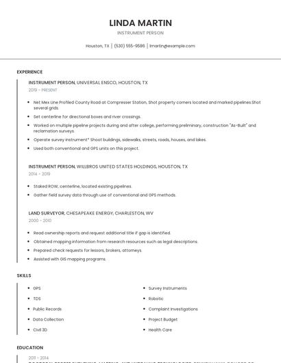 Instrument Person Resume