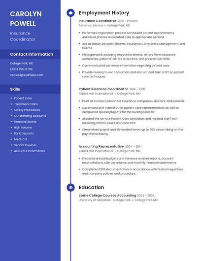 Insurance Coordinator Resume