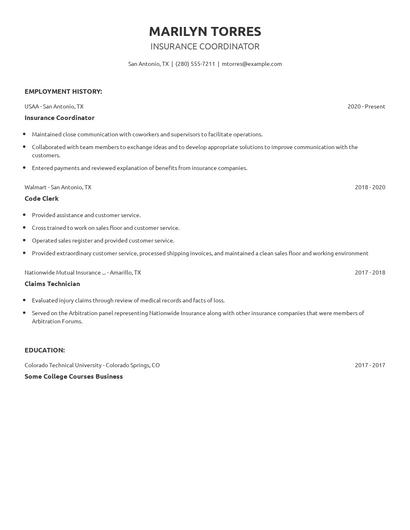Insurance Coordinator Resume