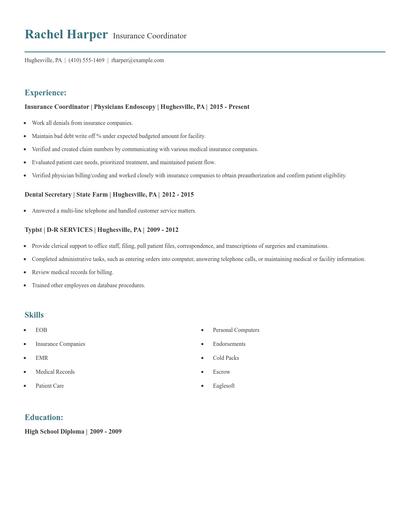 Insurance Coordinator Resume