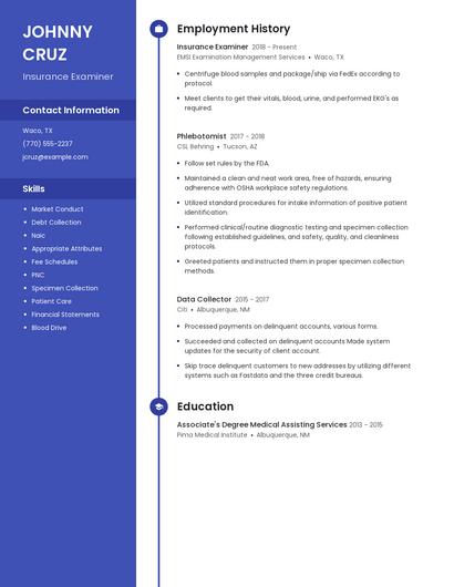 Insurance Examiner Resume