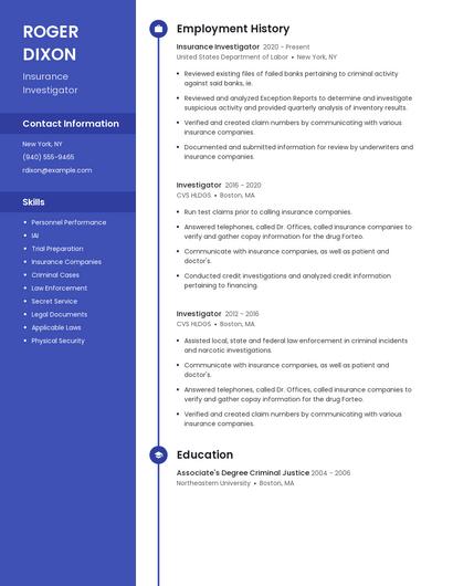 Insurance Investigator Resume