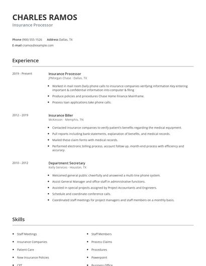 Insurance Processor Resume