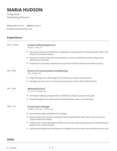 Integrated Marketing Director Resume