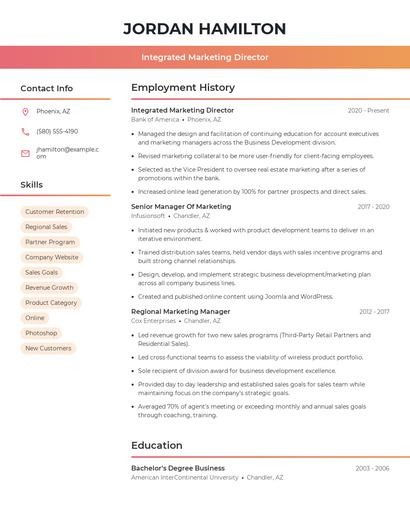 Integrated Marketing Director Resume