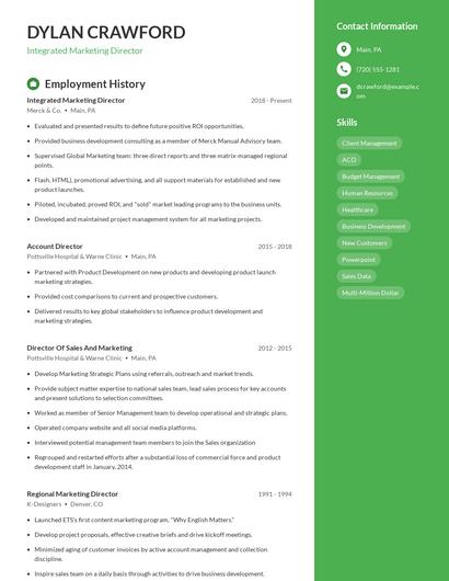 Integrated Marketing Director Resume