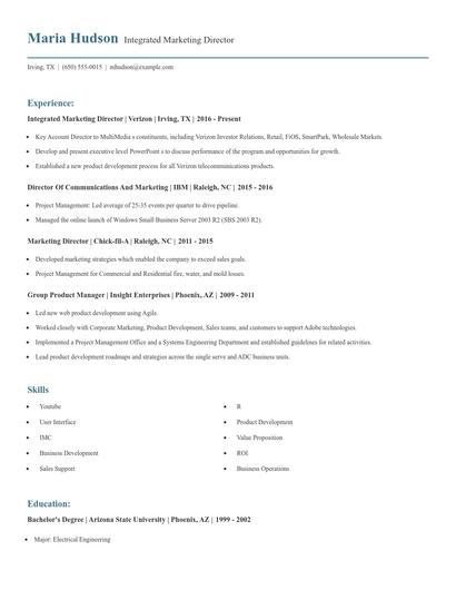 Integrated Marketing Director Resume
