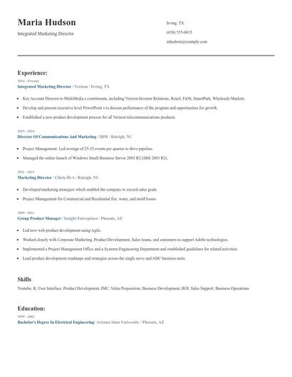 Integrated Marketing Director Resume