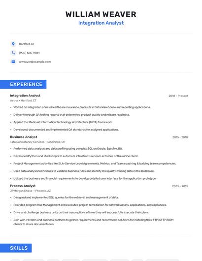 Integration Analyst Resume