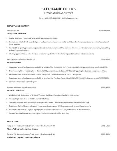 Integration Architect Resume