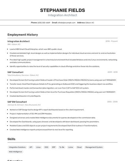 Integration Architect Resume