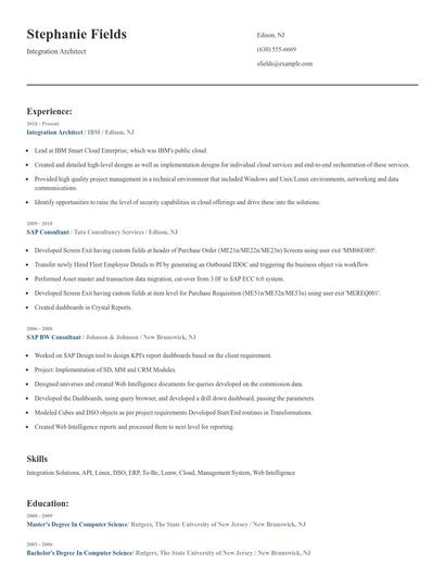 Integration Architect Resume
