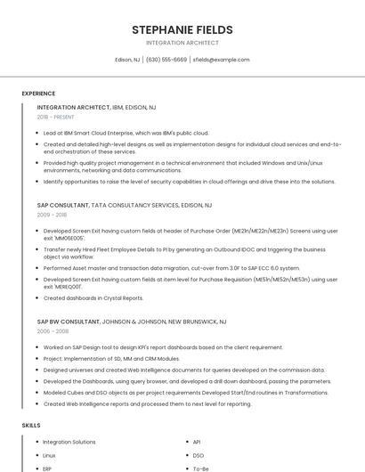 Integration Architect Resume