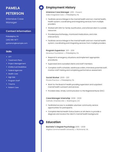 Intensive Case Manager Resume