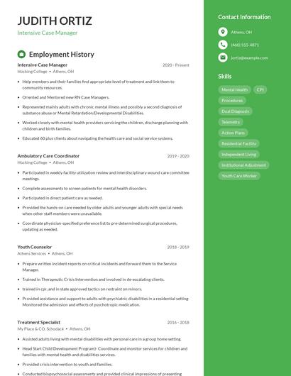 Intensive Case Manager Resume