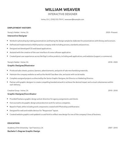 Interactive Designer Resume