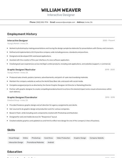 Interactive Designer Resume