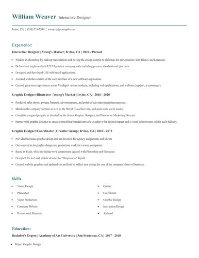 Interactive Designer Resume