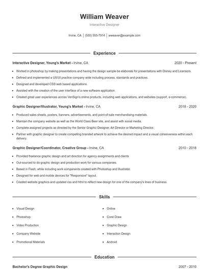 Interactive Designer Resume