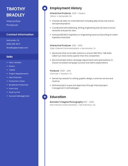 Interactive Producer Resume