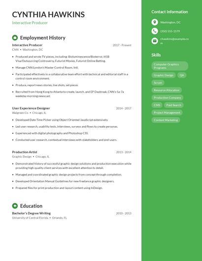 Interactive Producer Resume