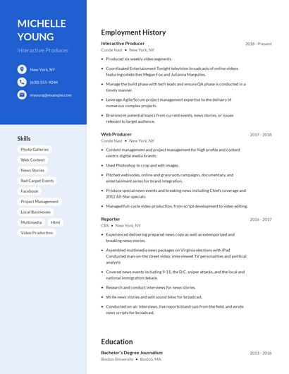 Interactive Producer Resume