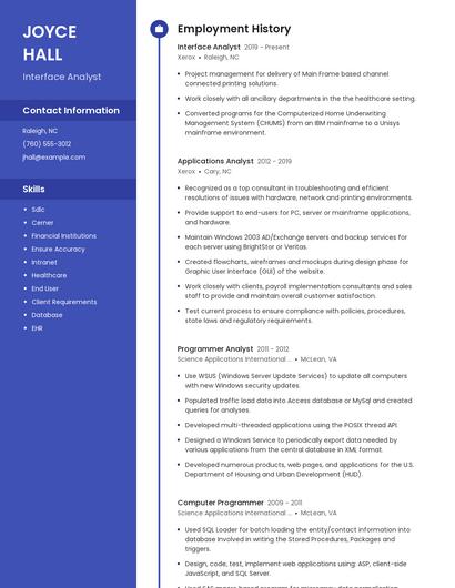 Interface Analyst Resume