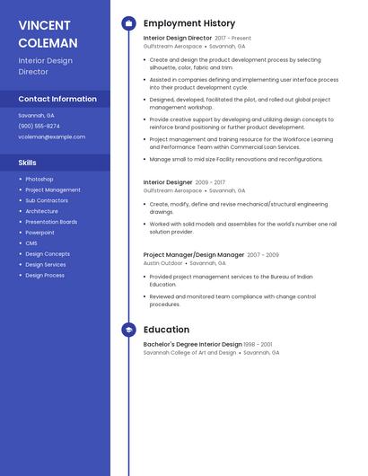 Interior Design Director Resume