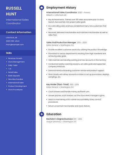 International Sales Coordinator Resume