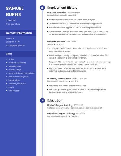 Internet Researcher Resume
