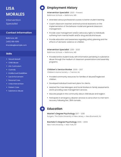 Intervention Specialist Resume