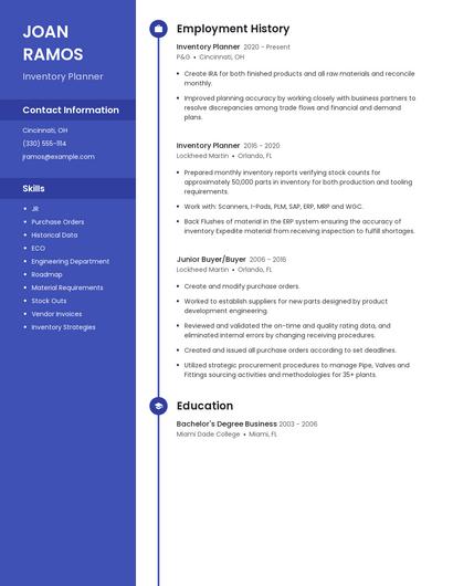 Inventory Planner Resume
