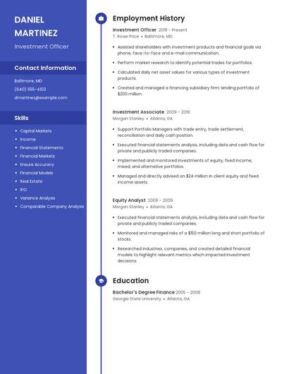 Investment Officer Resume